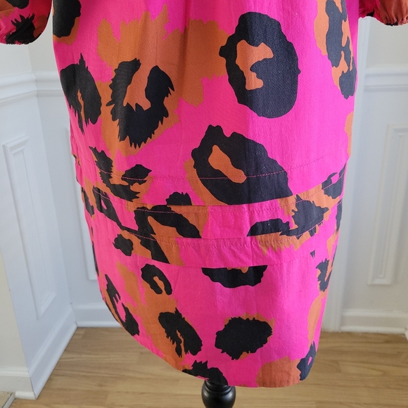 Maude Vivante Freya Dress Size S Pink Leopard Print Puff Sleeve Poplin Chic‎ - Picture 5 of 10
